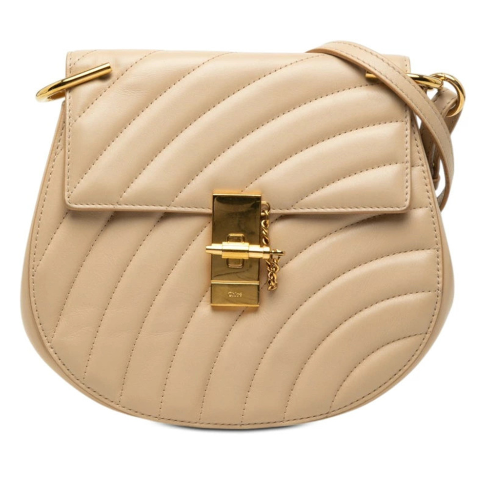 Chloe Drew Crossbody Bag Beige Cream Leather